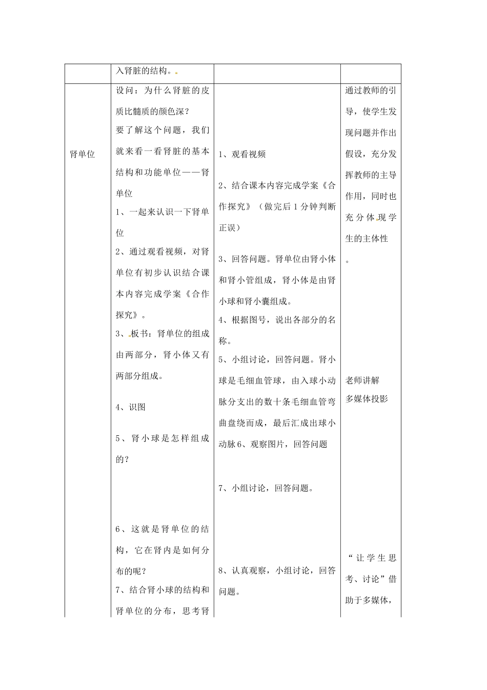 山东省滨州市博兴县第六中学七年级生物下册 4.1 尿的形成和排出教案 济南版_第3页