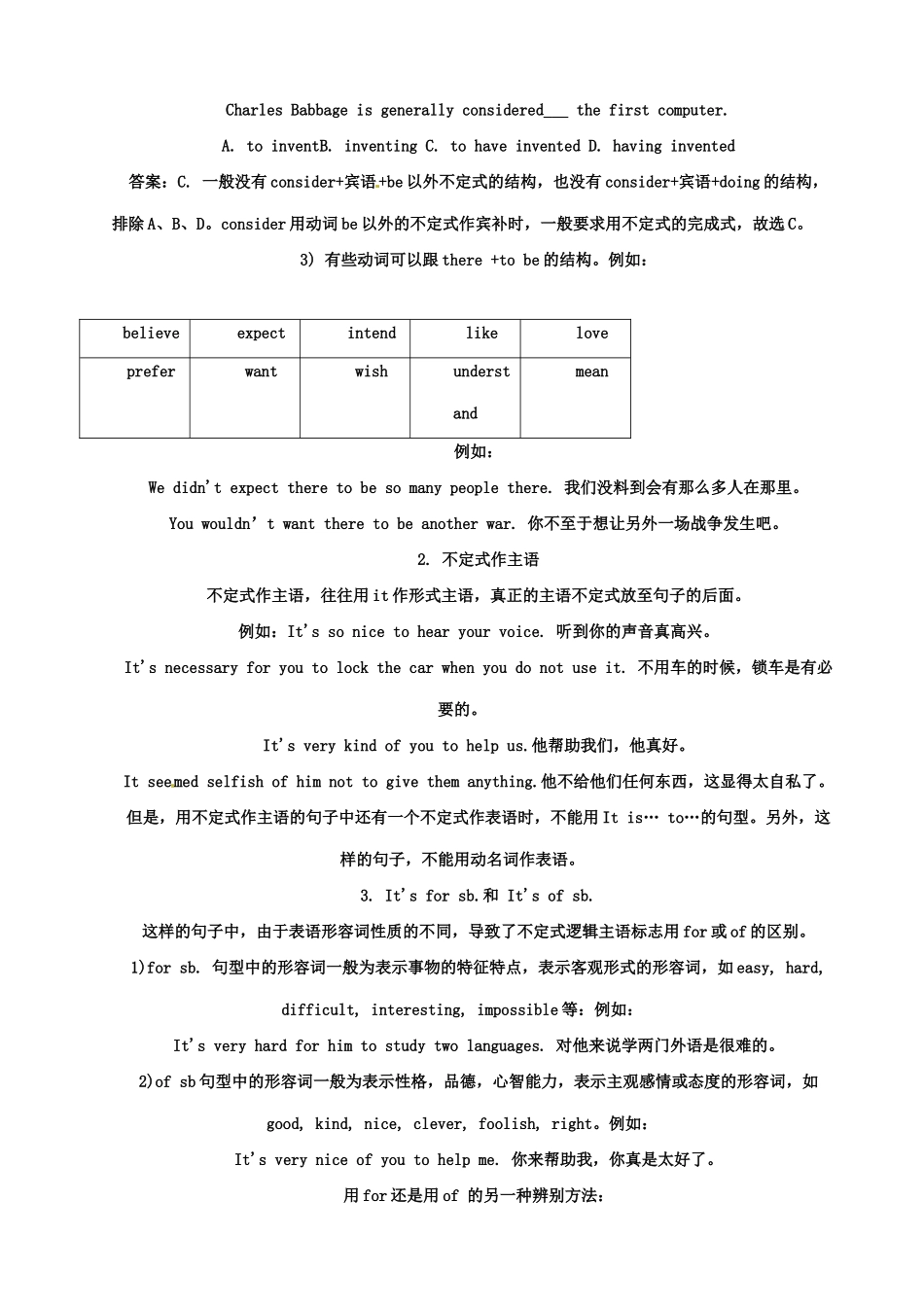 （全国通用）高中英语 语法复习讲义+训练 动词不定式_第2页