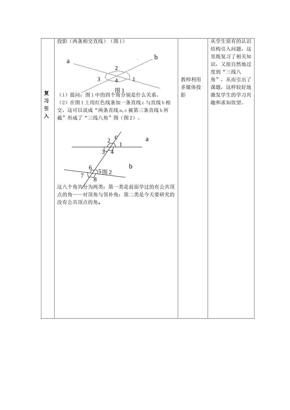 七年级数学上册 5.1 相交线 3《同位角、内错角、同旁内角》教学设计 （新版）华东师大版-（新版）华东师大版初中七年级上册数学教案_第3页