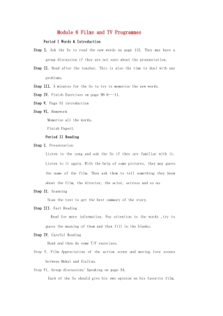 高一英语 module6 Films and TV Programmes完整教案 外研版必修2