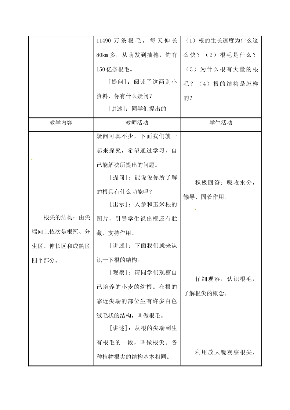 七年级生物上册 第5章第2节植物根的生长教案 苏教版_第2页