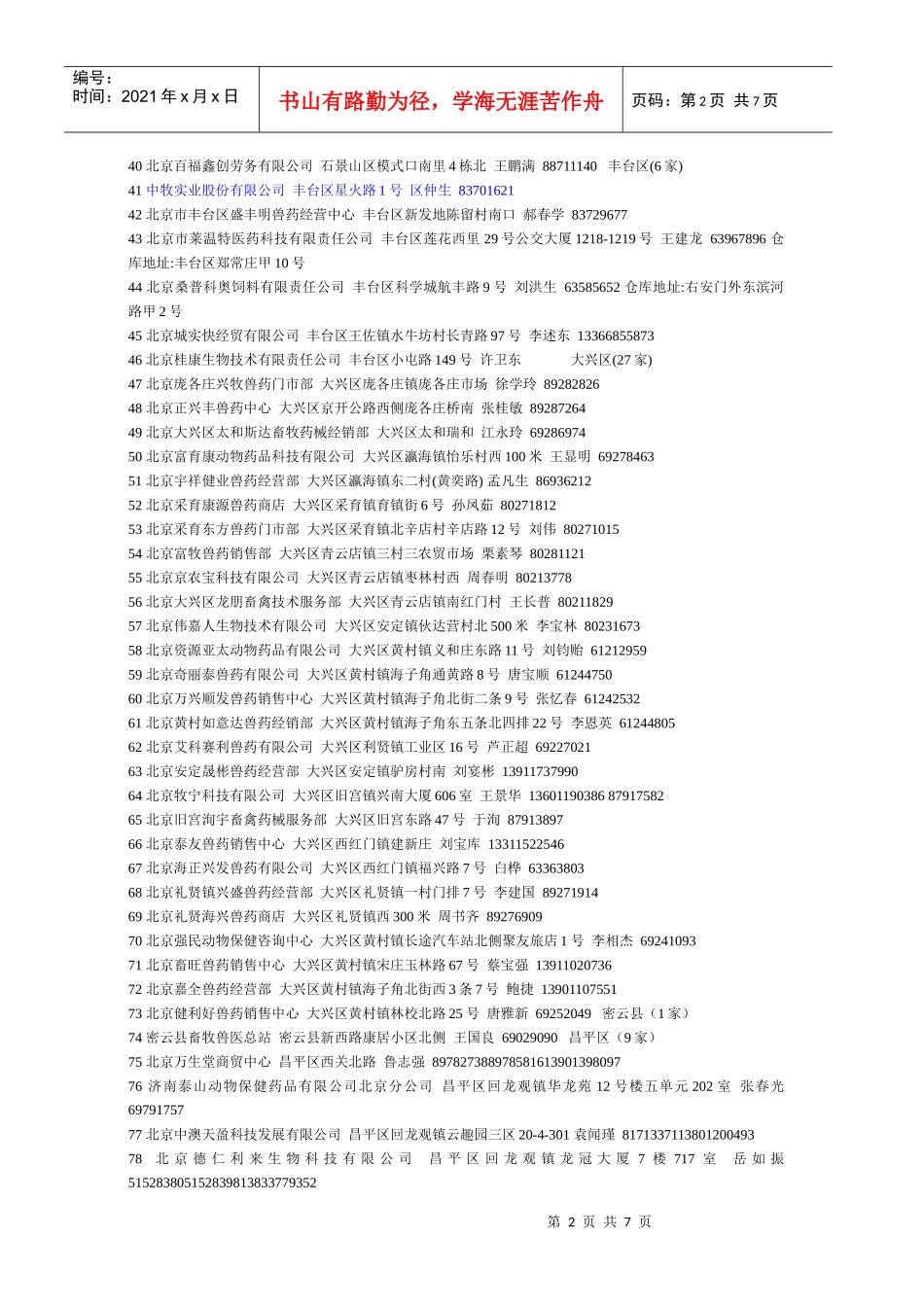 北京兽药企业名录_第2页