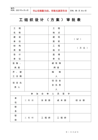 XXXX安全资料新3-02施工安全组织设计及审批表