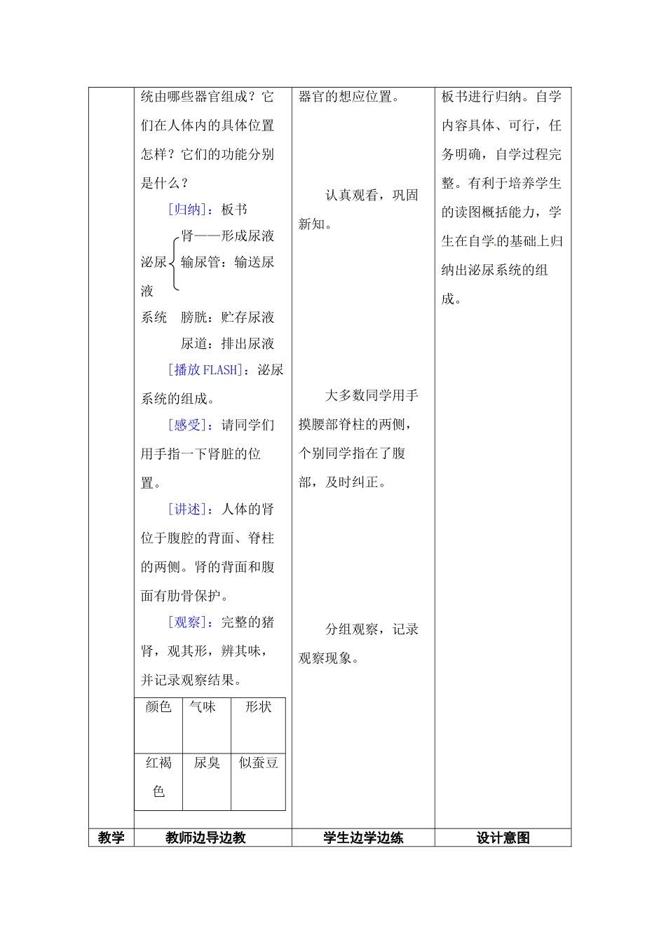 七年级生物下册111 人体泌尿系统的组成（教案）苏科版_第3页