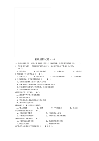 初级模拟试题(一)