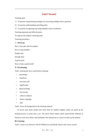 高中英语 Module6 unit17 lesson2教案 北师大版选修6