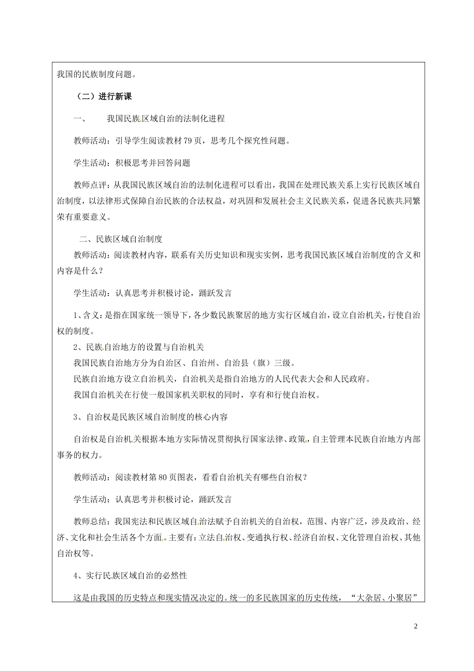 高一政治下学期 7.2民族区域自治制度：适合国情的基本政治制度教案-人教版高一全册政治教案_第2页