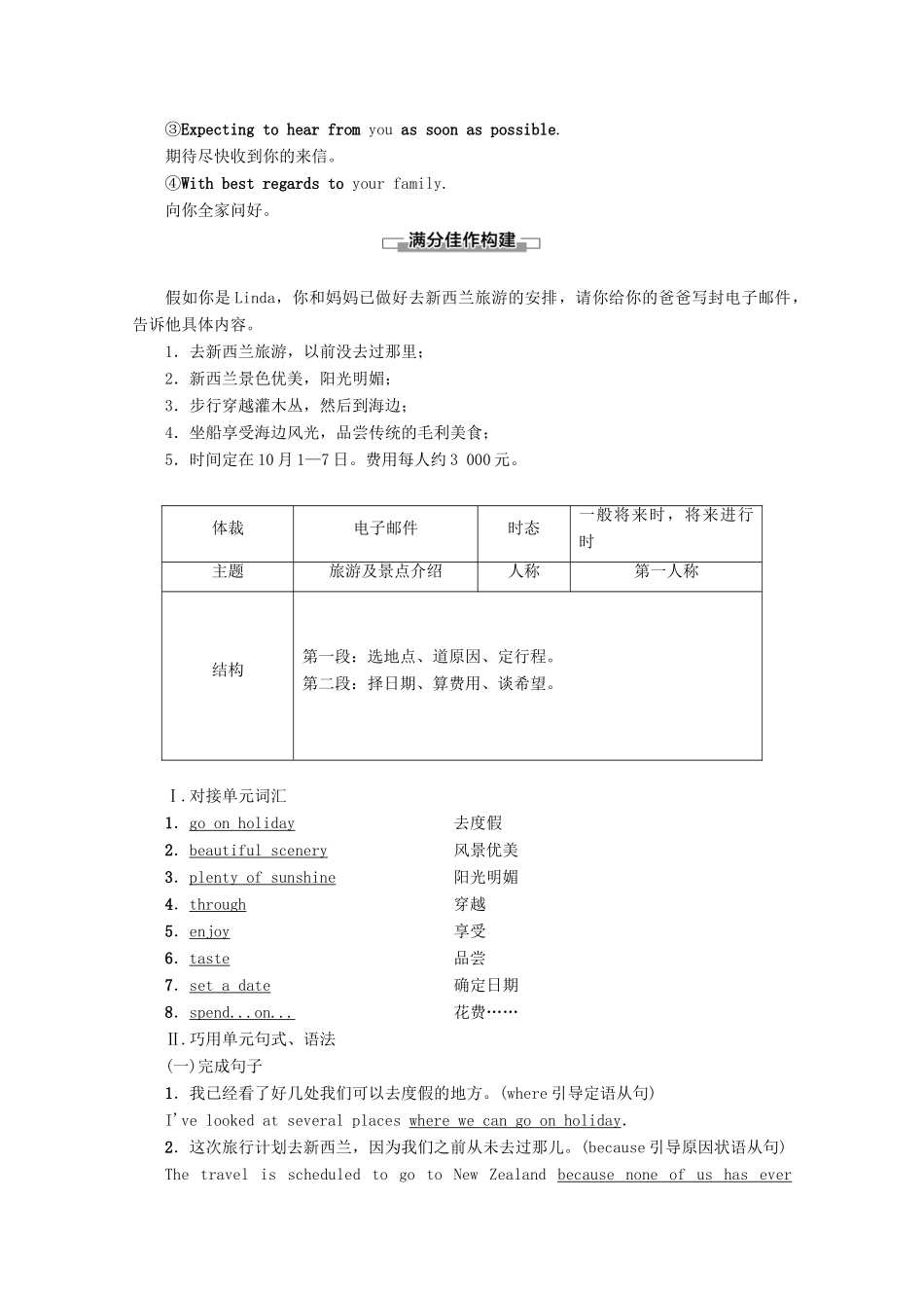 高中英语 Unit 2 Wish you were here Section Ⅶ Writing——电子邮件讲义 牛津译林版必修2-牛津版高一必修2英语教案_第2页