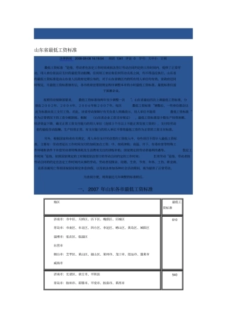 05、06、07、08山东省最低工资标准数额合集