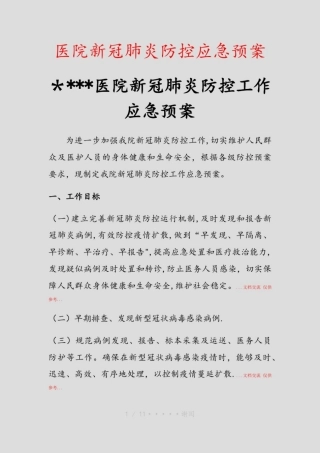 医院新冠肺炎防控应急预案(精品)