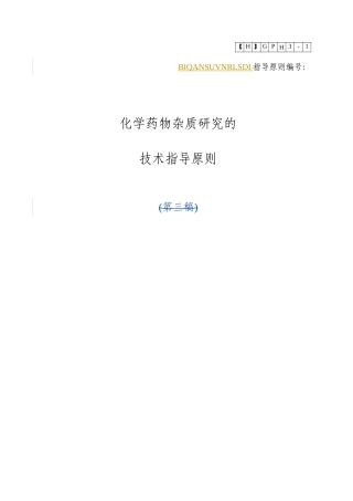 化学药物杂质研究的技术指导原则(1)
