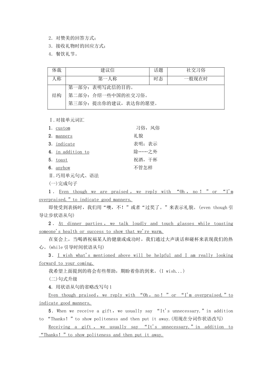 高中英语 Unit 12 Culture Shock Section Ⅶ Writing——私人信件讲义 北师大版必修4-北师大版高一必修4英语教案_第2页