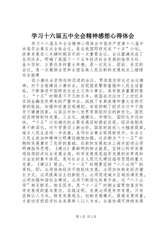 学习十六届五中全会精神感想心得体会 