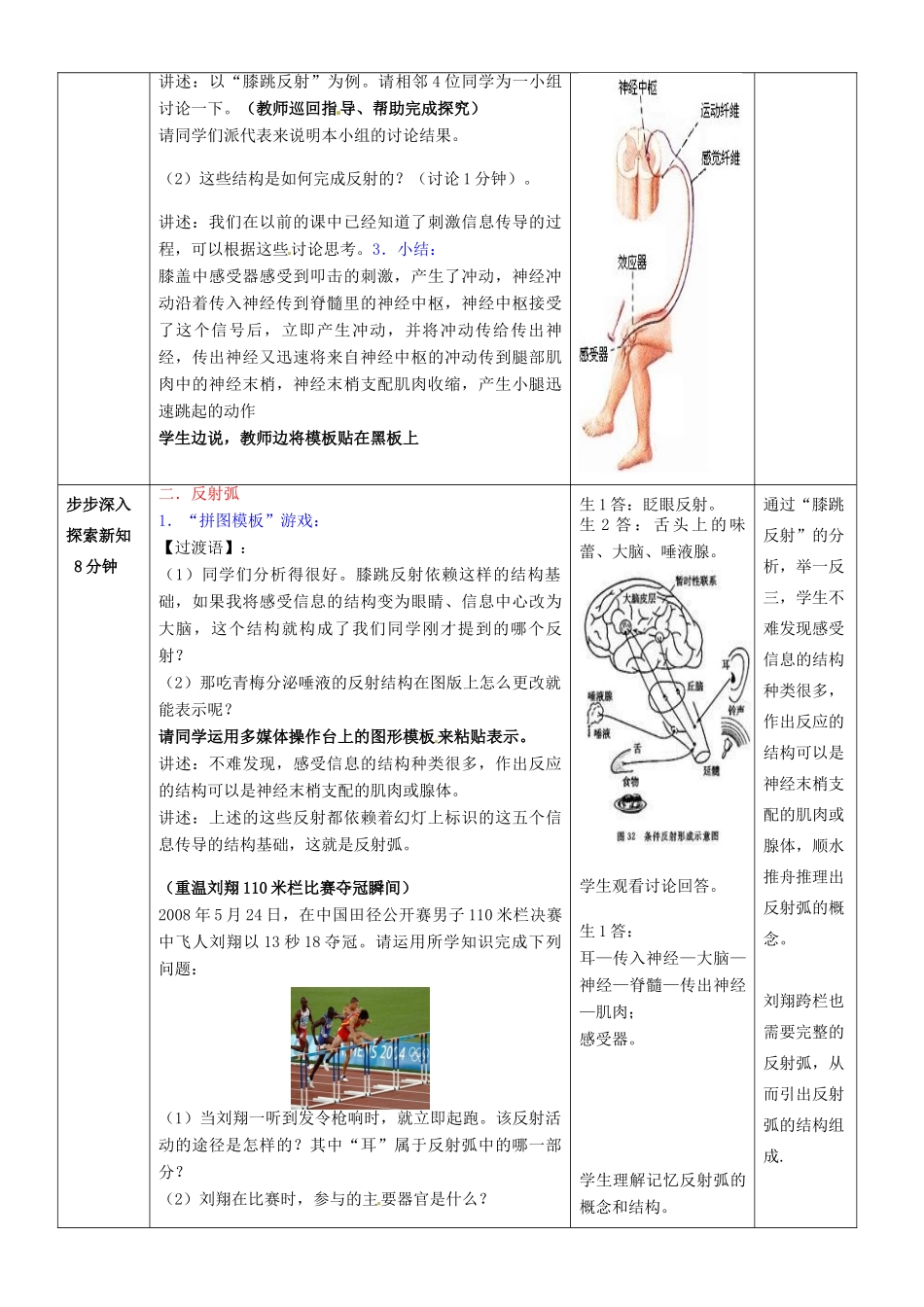 七年级生物下册 3.5.3 神经调节的基本方式教案（1）（新版）济南版-（新版）济南版初中七年级下册生物教案_第3页