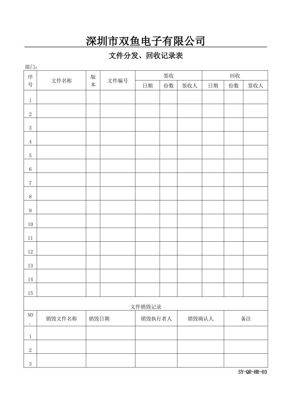 人力资源部表格(深圳市双鱼电子有限公司)_第3页