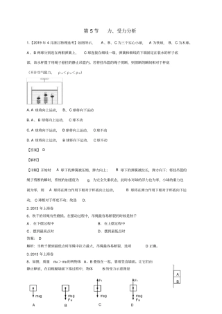 2011-2019年高考物理真题分专题汇编之专题005.力、受力分析