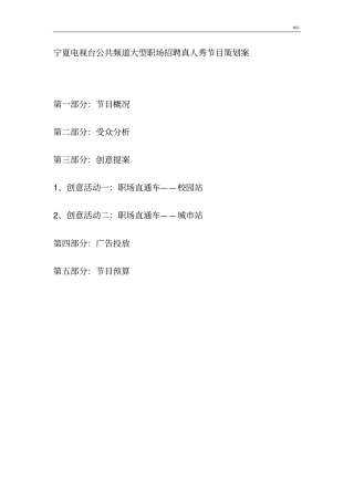 大型职场招聘节目策划案