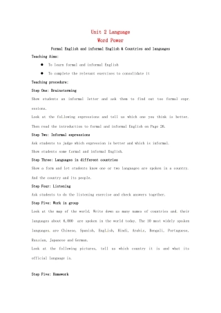 高中英语 Unit 2 Language Word Power教案 牛津译林版必修3-牛津版高一必修3英语教案