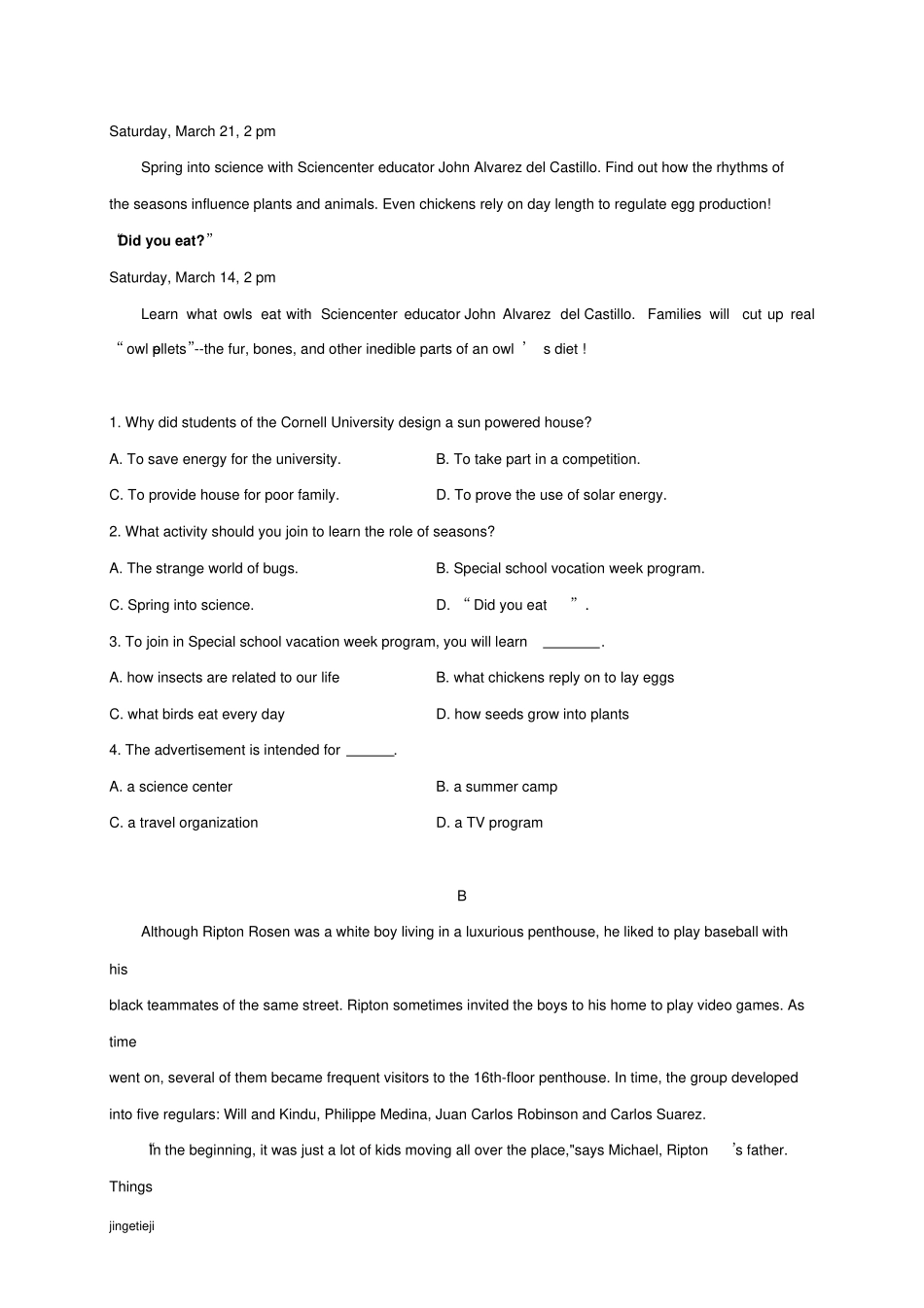 外研版高中英语必修二上期期末考试_第2页