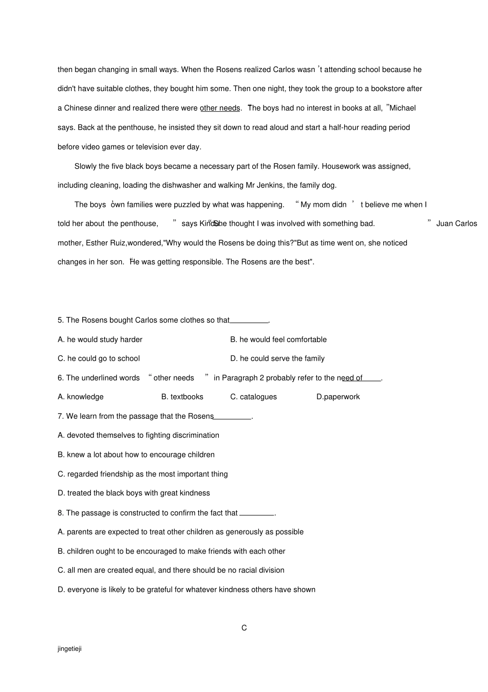 外研版高中英语必修二上期期末考试_第3页