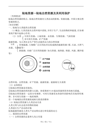 高中地理陆地资源--陆地自然资源及其利用保护旧人教版高中必修上册