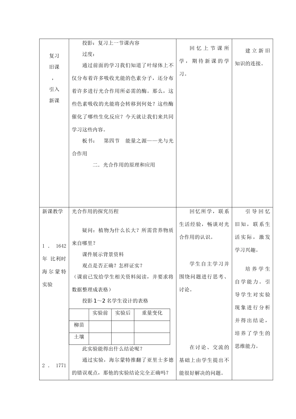 高中生物 第五章 第四节 能量之源-光与光合作用教学设计 新人教版必修1_第3页