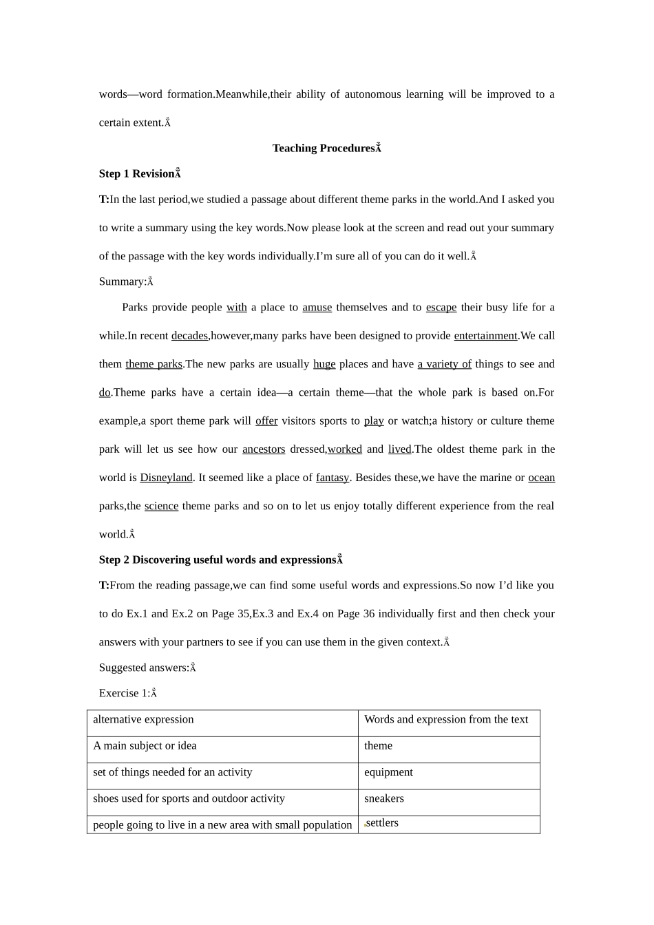 高中英语 Period 2　Learning about Language（Unit 5 Theme parks）优秀教案 新人教版必修4_第2页