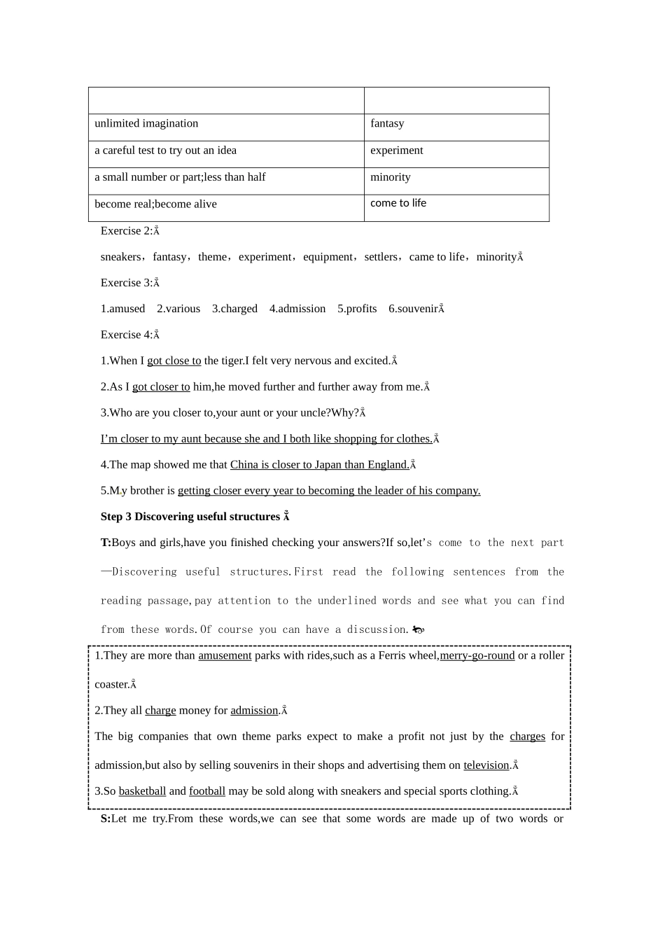 高中英语 Period 2　Learning about Language（Unit 5 Theme parks）优秀教案 新人教版必修4_第3页