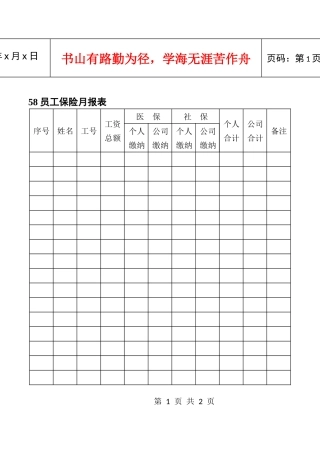 58员工保险月报表