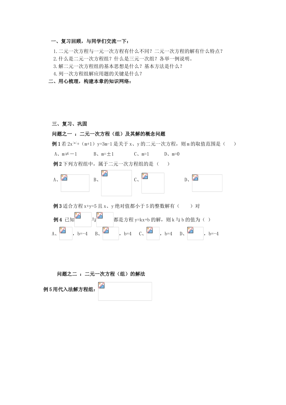 七年级数学下册 第10章 一次方程组复习教案 （新版）青岛版-（新版）青岛版初中七年级下册数学教案_第2页