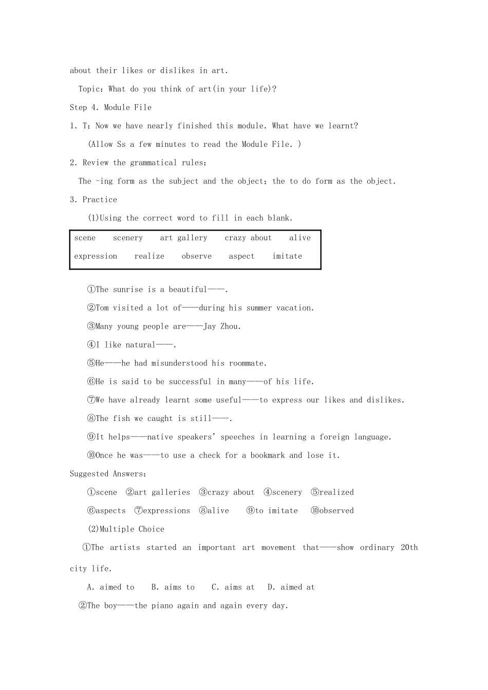 高中英语 Module 4 Fine Arts Western Chinese and Pop Period 5 Writing，Task，Module File教案 外研版必修2-外研版高一必修2英语教案_第2页