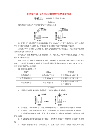 高中生物 第3章 细胞中能量的转换和利用 第4节 素能提升课 光合作用和细胞呼吸的相关实验教案 苏教版必修1-苏教版高中必修1生物教案