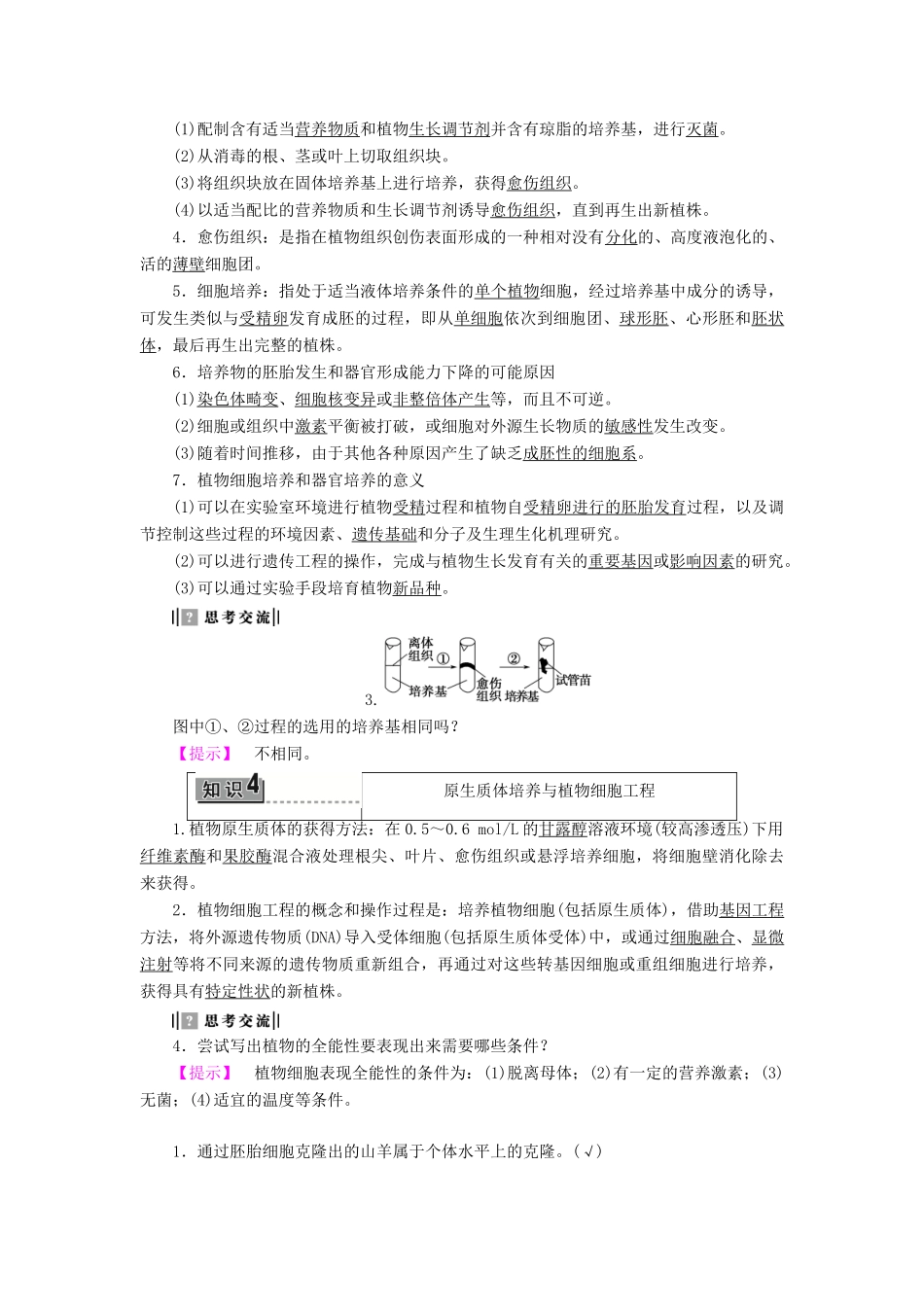 高中生物 第二章 克隆技术 第1节 什么是克隆 第2节 植物的克隆教案 浙科版选修3-浙科版高二选修3生物教案_第2页