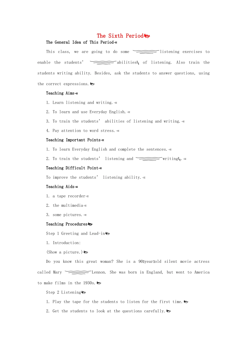 高中英语 Module 3 6th period教案 外研版必修1_第1页