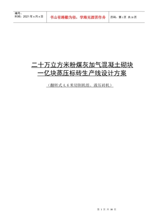 信丰20万立方米粉煤灰加气混凝土砌块设计方案