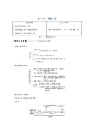 高考生物总复习 第31讲 细胞工程教案 中图版-中图版高三全册生物教案