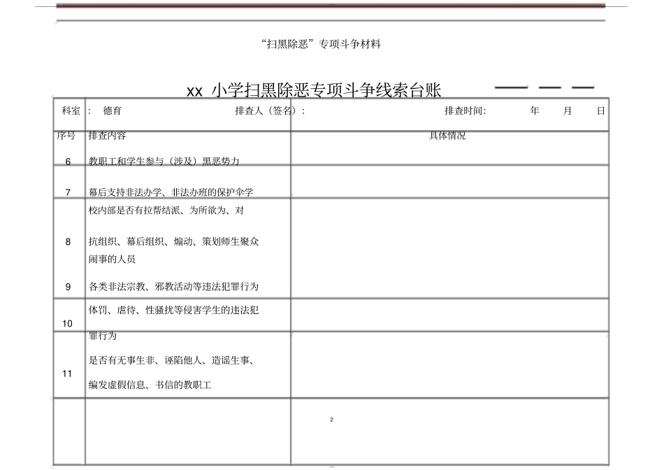 学校各部门扫黑除恶线索摸排台账_第2页