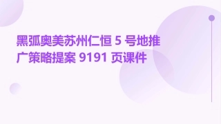 黑弧奥美苏州仁恒5号地推广策略提案9191页课件