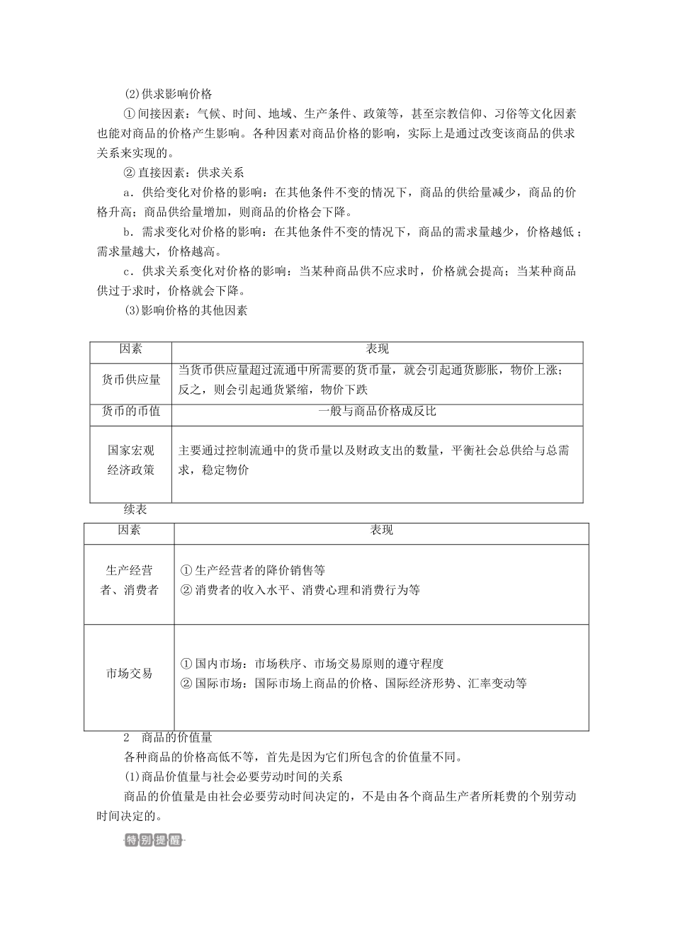 高考政治一轮复习 第一部分 经济生活 第一单元 生活与消费 第二课 多变的价格教案-人教版高三全册政治教案_第2页