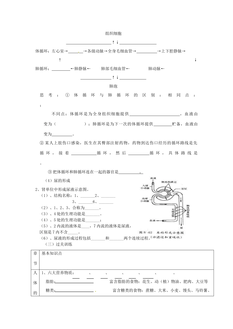 山东省临沭县第三初级中学七年级生物上册 生物圈中的人复习教学设计 新人教版_第2页