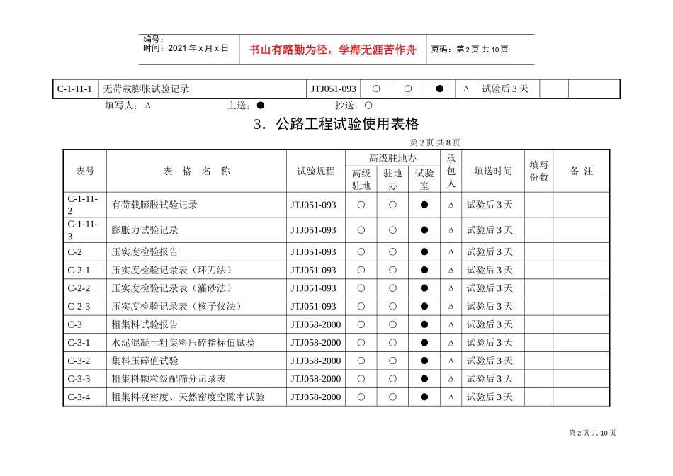 3、公路工程试验使用表格(DOC8页)_第2页