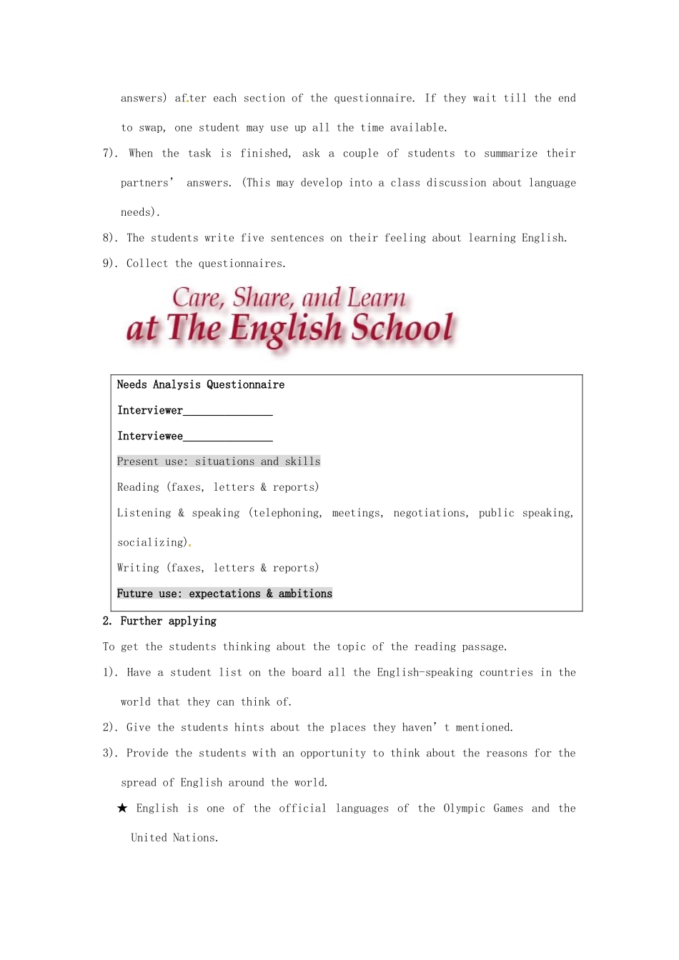 高中英语 Unit2 English Around the World period1教案 新人教版必修1-新人教版高一必修1英语教案_第2页