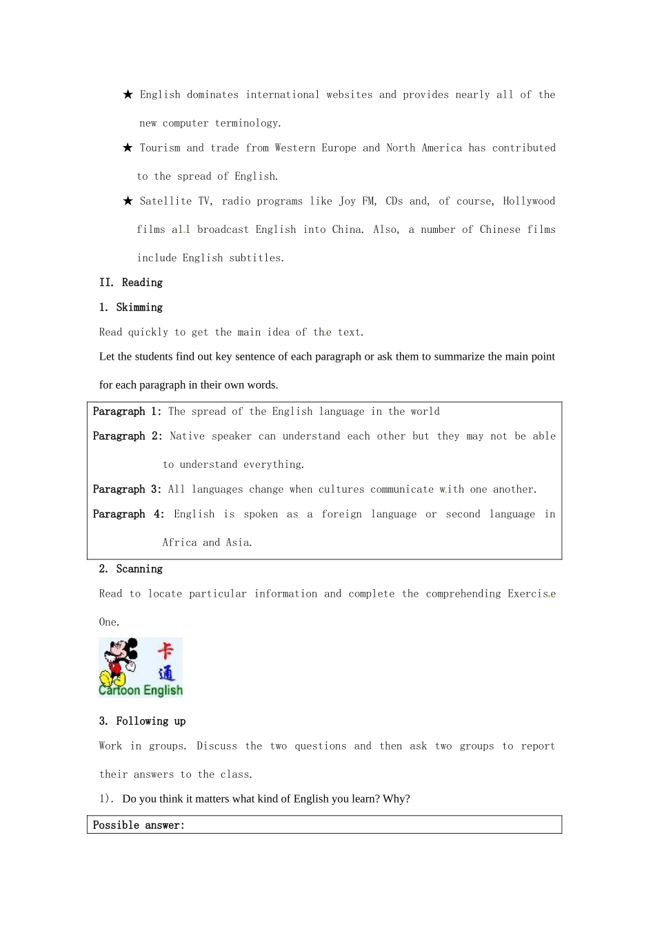 高中英语 Unit2 English Around the World period1教案 新人教版必修1-新人教版高一必修1英语教案_第3页