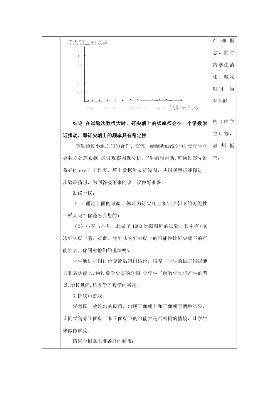 山东省济南市槐荫区七年级数学下册 第六章 频率初步 6.2 频率的稳定性 6.2.1 频率的稳定性教案 （新版）北师大版-（新版）北师大版初中七年级下册数学教案_第3页