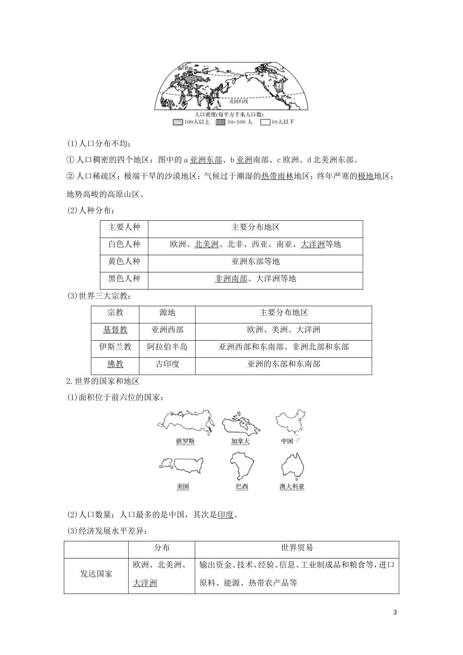高考地理总复习 第37讲 世界地理概况教案（含解析）鲁教版-鲁教版高三全册地理教案_第3页