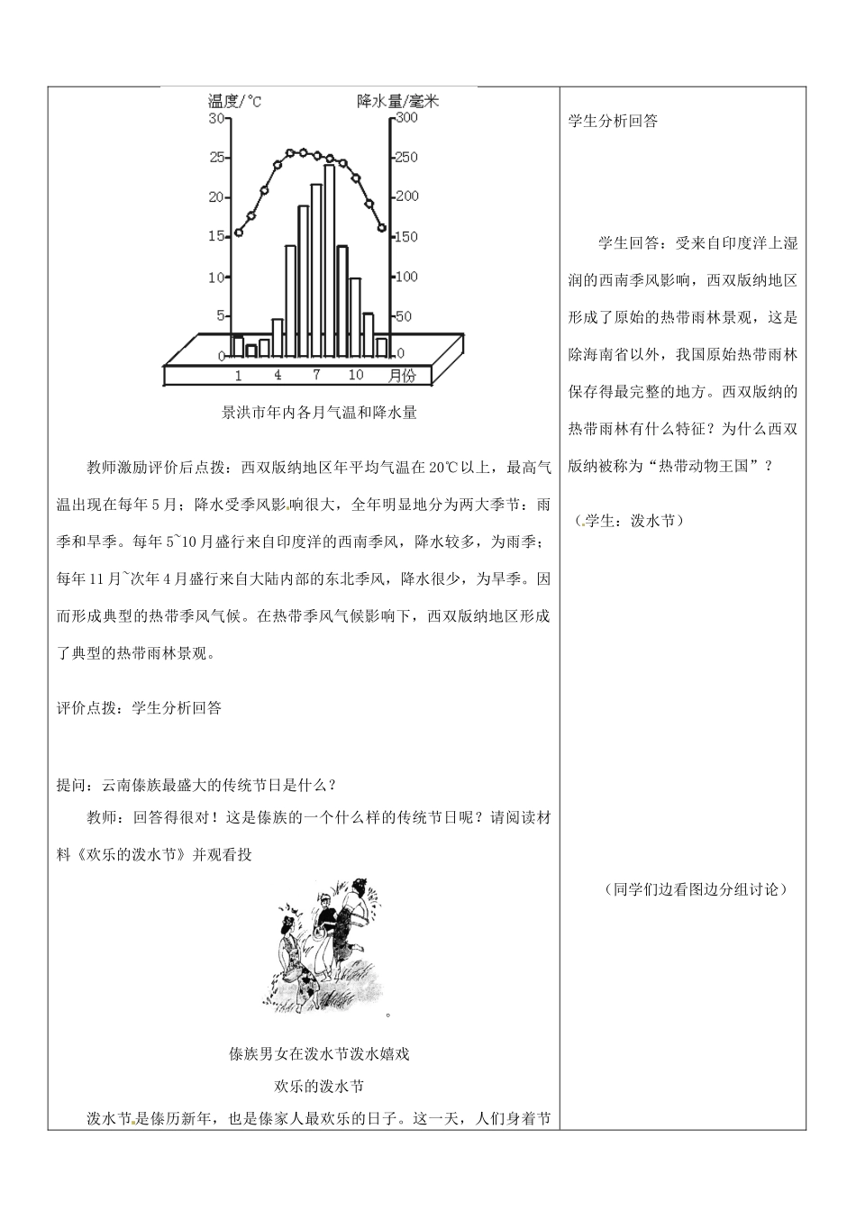 山东省郯城三中八年级地理《西南边陲的特色旅游区—西双版纳》教案二 人教新课标版_第3页