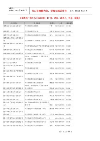 全国2600家农药厂家资料汇总