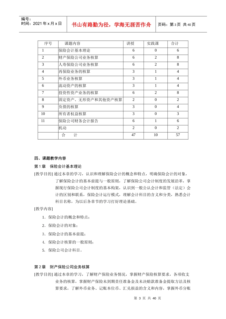 《保险会计》课程教学大纲附件一_第3页