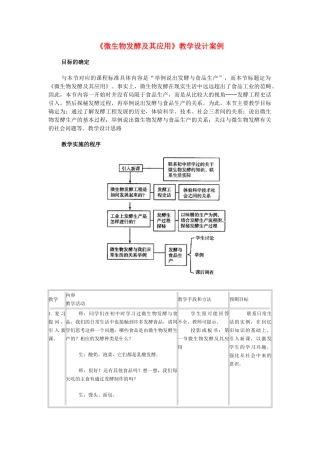 高中生物《微生物发酵及其应用》教案1 新人教版选修2