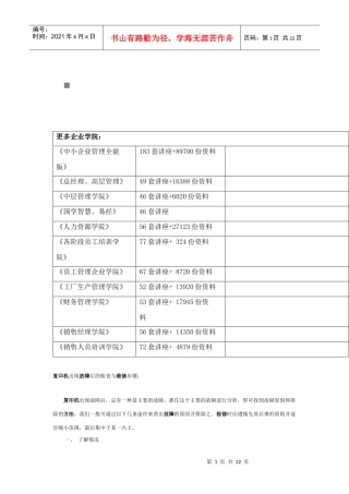 包装印刷复印机出现故障后的检查与维修方法